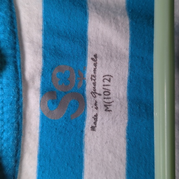 3 for $10 Bundle Sale! So Blue+White Stripe T-Shirt Cap Sleeve Size M 10/12 - Picture 2 of 4